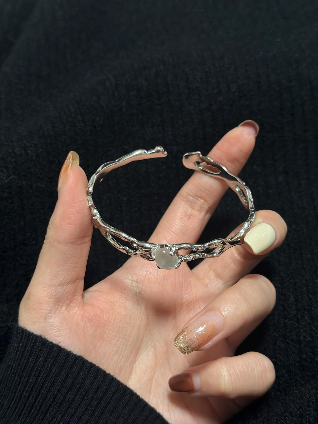 Molten Thorn Gemstone Liquid Metal Bracelet