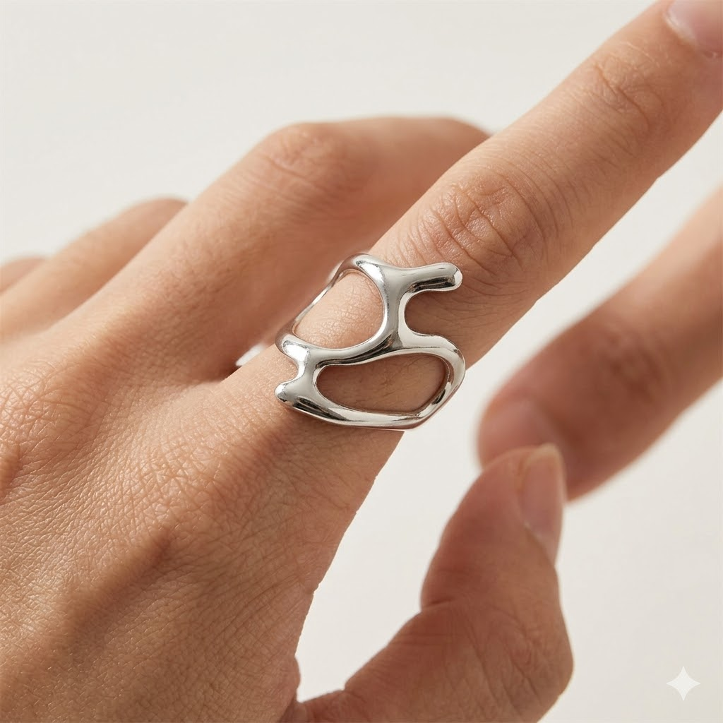 Molten Crust Irregular Hollow Ring
