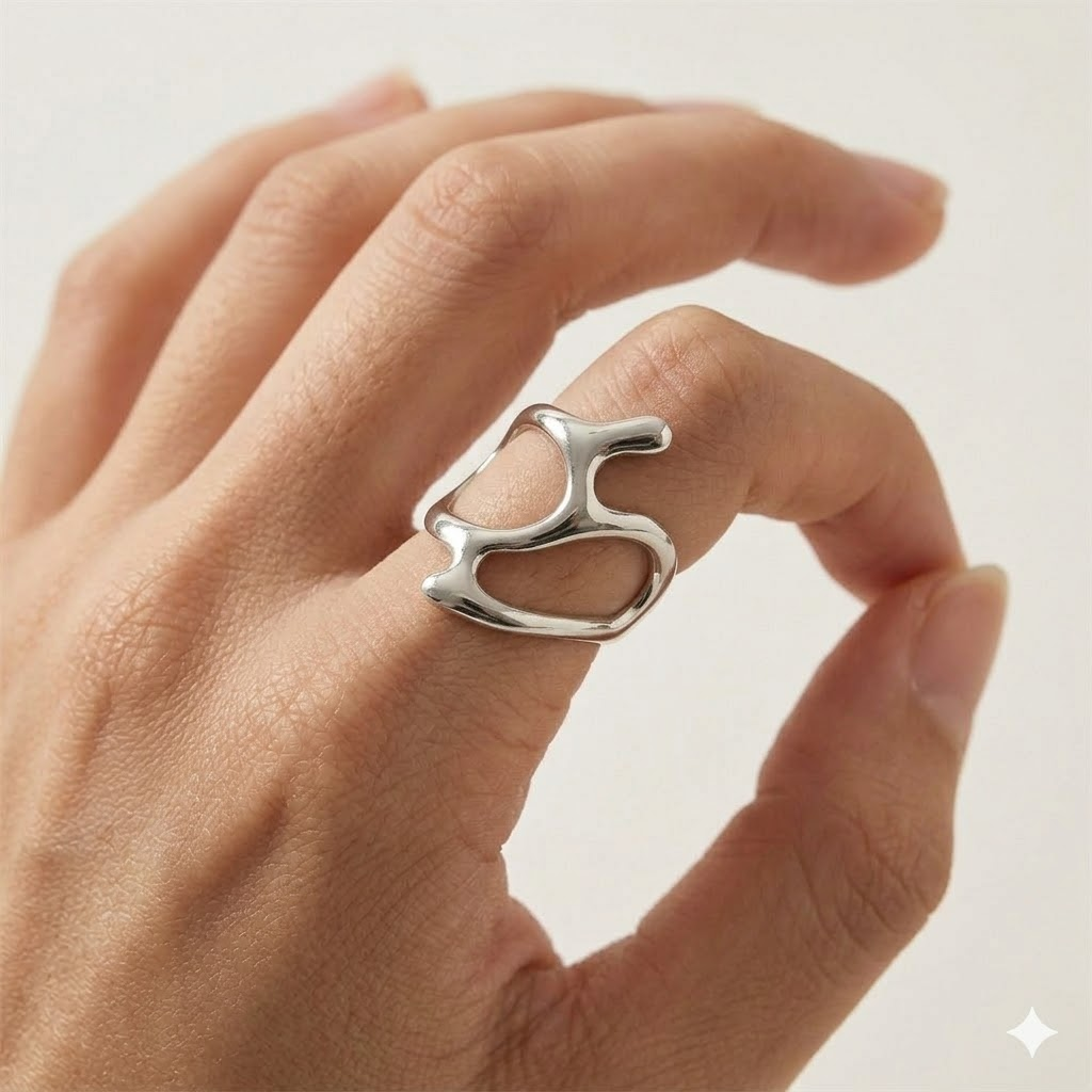 Molten Crust Irregular Hollow Ring