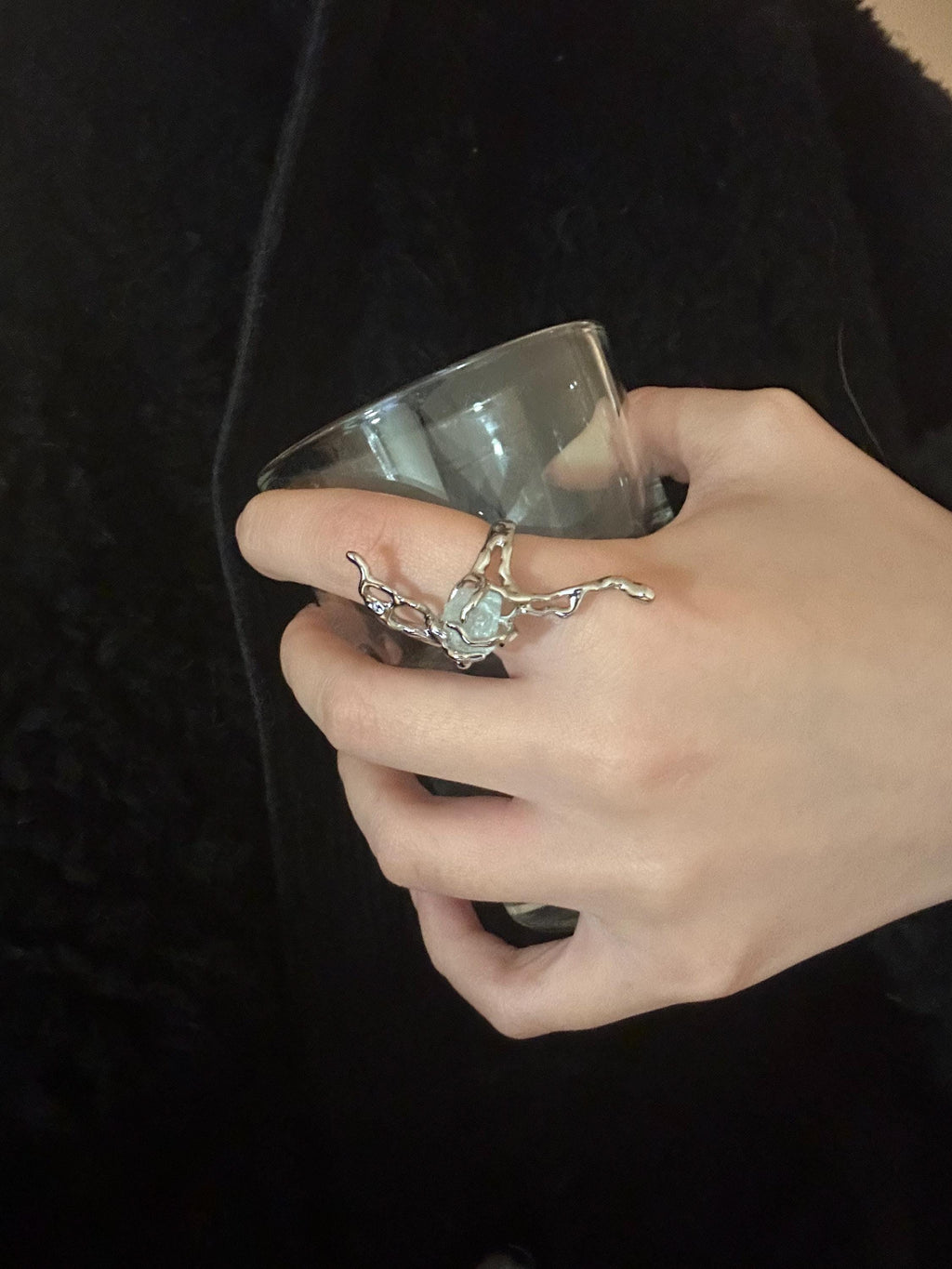Molten Thorn Raw Gemstone Liquid Ring