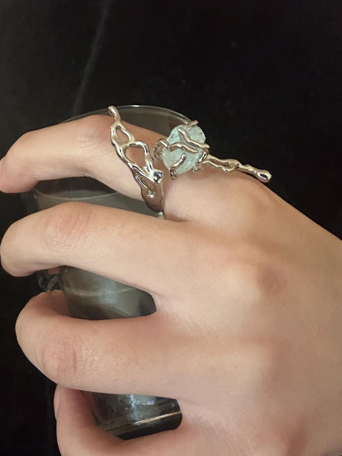 Molten Thorn Raw Gemstone Liquid Ring